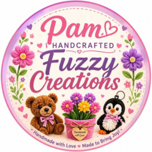 Pam handcrafted fuzzy Creations logo